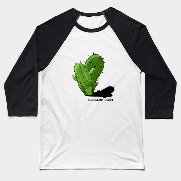 Succulent Hearts Baseball T-Shirt by SmannaTales